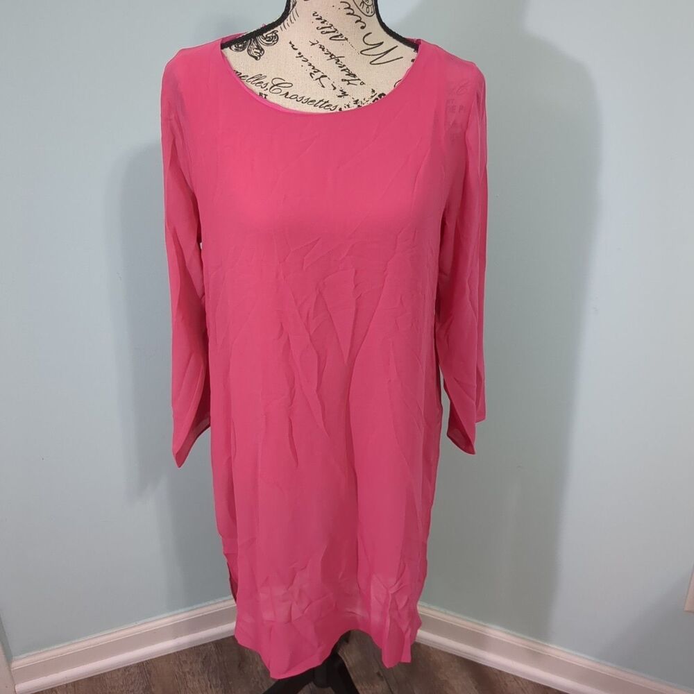 Soft surroundings Jennifer long tunic chiffon blouse pink small